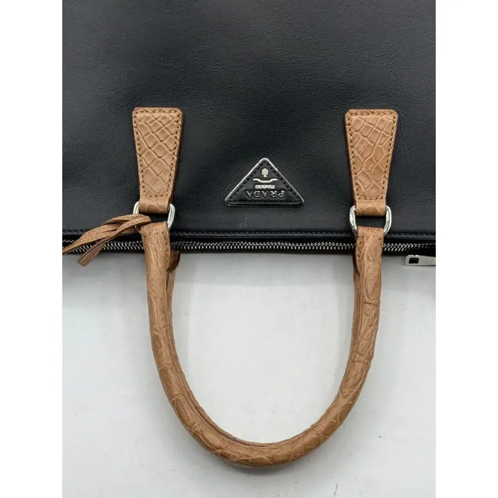 Prada Galleria Double Zip Tote in Nero & Sughero